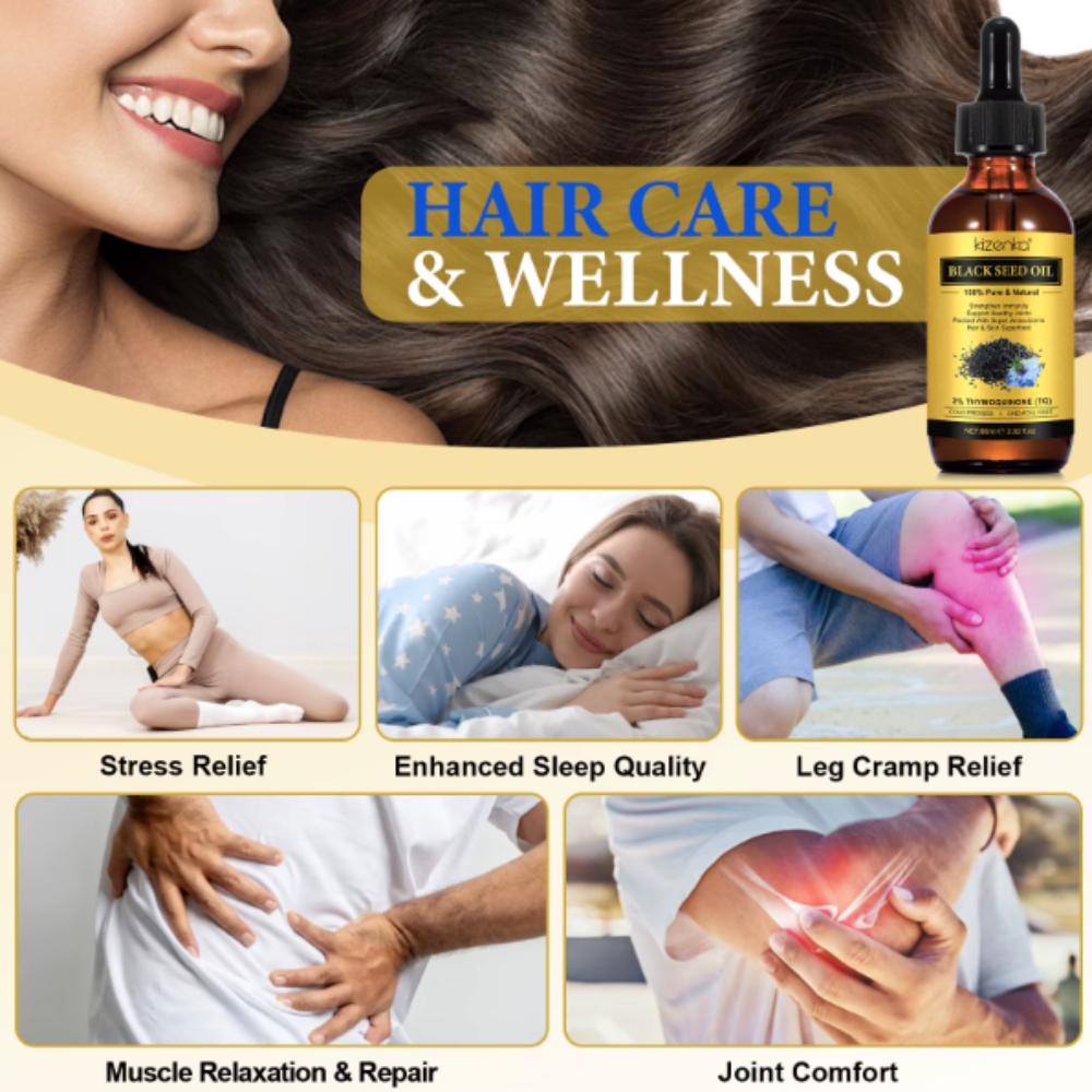 Ulei de Chimen Negru Sălbatic, presat la rece, 2% Timochinonă, antioxidant puternic pentru imunitate, articulații, păr și piele, 60 ml, KIZENKA® - imagine 10
