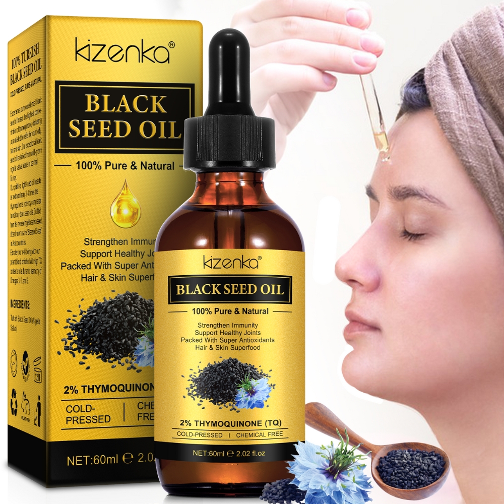 Ulei de Chimen Negru Sălbatic, presat la rece, 2% Timochinonă, antioxidant puternic pentru imunitate, articulații, păr și piele, 60 ml, KIZENKA® - imagine 2