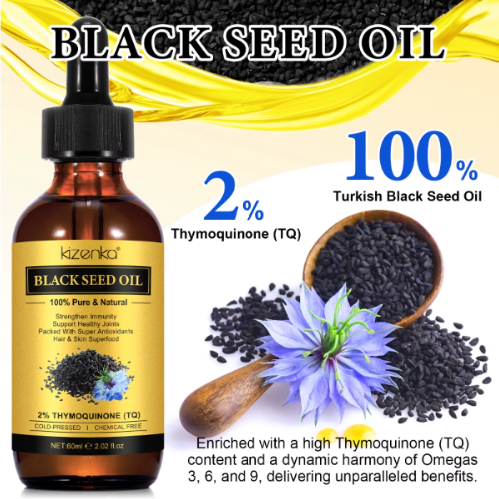 Ulei de Chimen Negru Sălbatic, presat la rece, 2% Timochinonă, antioxidant puternic pentru imunitate, articulații, păr și piele, 60 ml, KIZENKA® - imagine 5