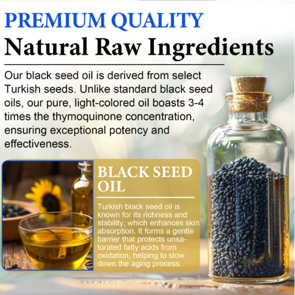 Ulei de Chimen Negru Sălbatic, presat la rece, 2% Timochinonă, antioxidant puternic pentru imunitate, articulații, păr și piele, 60 ml, KIZENKA® - imagine 7