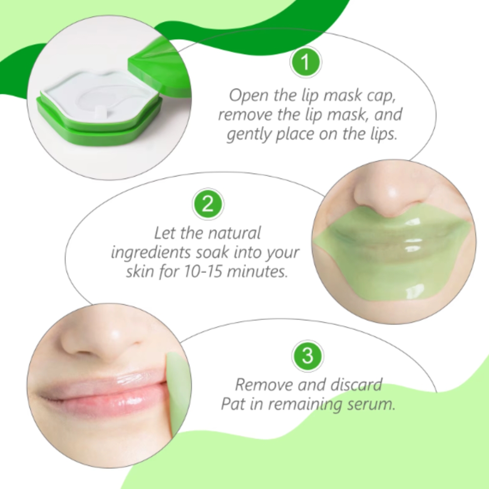 Mască de buze tip patch cu extract de Aloe Vera, Cactus, Ovăz și Glicerină, calmantă & ultra-hidratantă, 60 g (20 buc), SEFUFUN® - imagine 3