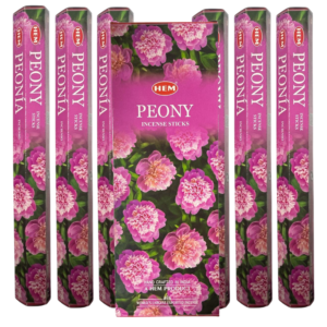 Set 6 pachete bețișoare parfumate HEM® Peony (Bujor), 120 buc