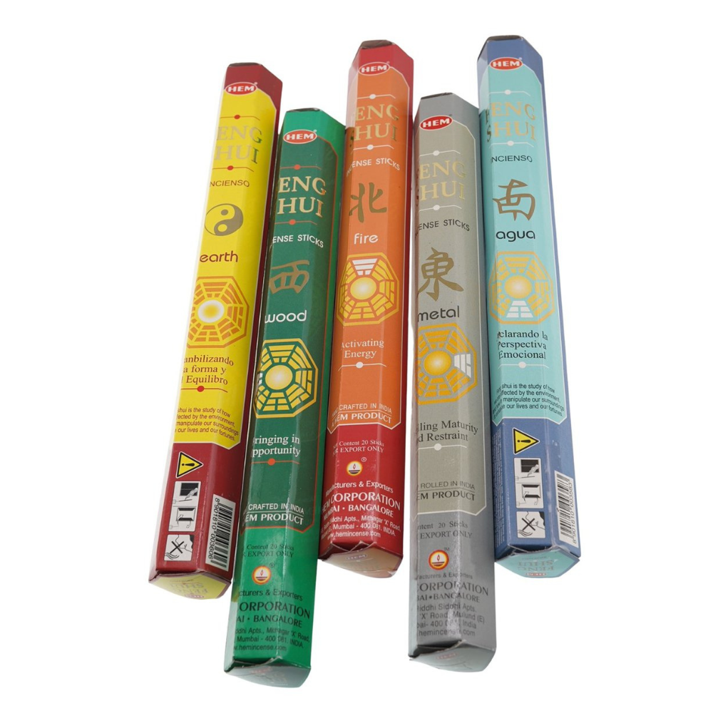 Set 5 pachete bețișoare parfumate HEM® Feng Shui, Cele 5 Elemente, 100 buc - imagine 2