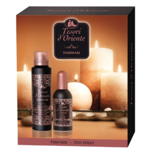 Set cadou Tesori d’Oriente Hammam – Parfum aromatic 100 ml + Deo spray 150 ml, argan & floare de portocal