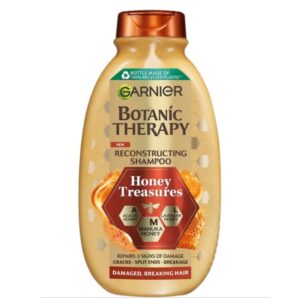 Șampon Garnier Botanic Therapy Honey Treasures – reparator și reconstructor pentru păr deteriorat și fragil, cu Miere de Salcâm, Miere de Lavandă & Miere de Manuka, 400 ml