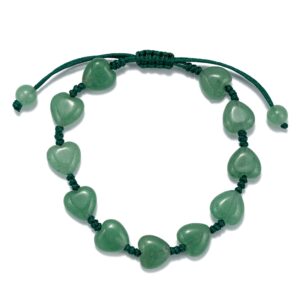 Brățară Handmade, din cristale naturale AVENTURIN VERDE șlefuite în formă de inimă, pentru optimism, curaj și abundență