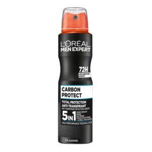 Spray antiperspirant bărbați L’Oréal Paris Men Expert Carbon Protect 5-in-1 – 72H, 0% alcool, 250 ml