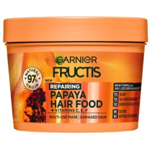 Mască de păr reparatoare Garnier Fructis Papaya Hair Food 3-în-1, 390 ml