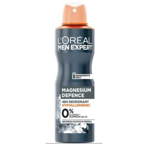 Deodorant spray bărbați L’Oréal Paris Men Expert Magnesium Defence – 48H, hipoalergenic, fără alcool și săruri de aluminiu, 250 ml