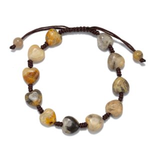 Brățară Handmade, din cristale naturale de AGAT MULTICOLOR șlefuite în formă de inimă, pentru calm și echilibru interior