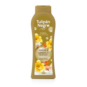 Gel de duș Tulipán Negro® Ambră și Lemn de Santal, parfum intens, curățare delicată și experiență senzorială rafinată, 650 ml