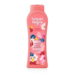 Gel de duș Tulipán Negro® Frutos Rosas, colecția florală, parfum intens fructat-floral, curățare delicată și prospețime de durată, 650 ml