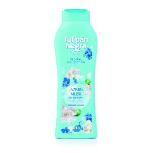 Gel de duș Tulipán Negro® Iasomie și Mosc, colecția florală, parfum intens floral-mosc, curățare delicată și prospețime de durată, 650 ml