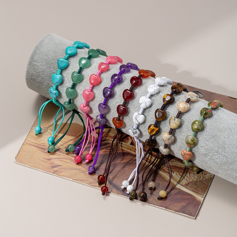 Brățară Handmade, din cristale naturale AVENTURIN VERDE șlefuite în formă de inimă, pentru optimism, curaj și abundență - imagine 2