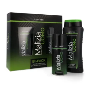 Set cadou Malizia Uomo Vetyver – Gel de duș & șampon 250 ml + Deodorant spray 150 ml (BI-PACK)