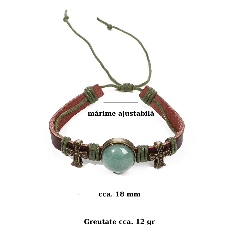 Brățară Handmade din piele cu cristal natural de OCHI DE TIGRU, pentru voință, curaj și încredere în sine - imagine 3