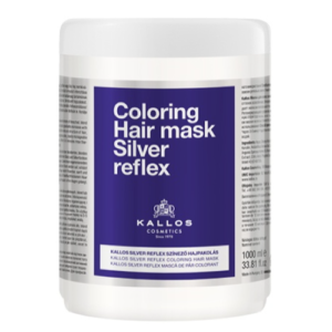 Mască de păr nuanțatoare KALLOS Silver Reflex, pentru păr blond, gri sau decolorat, 1000 ml