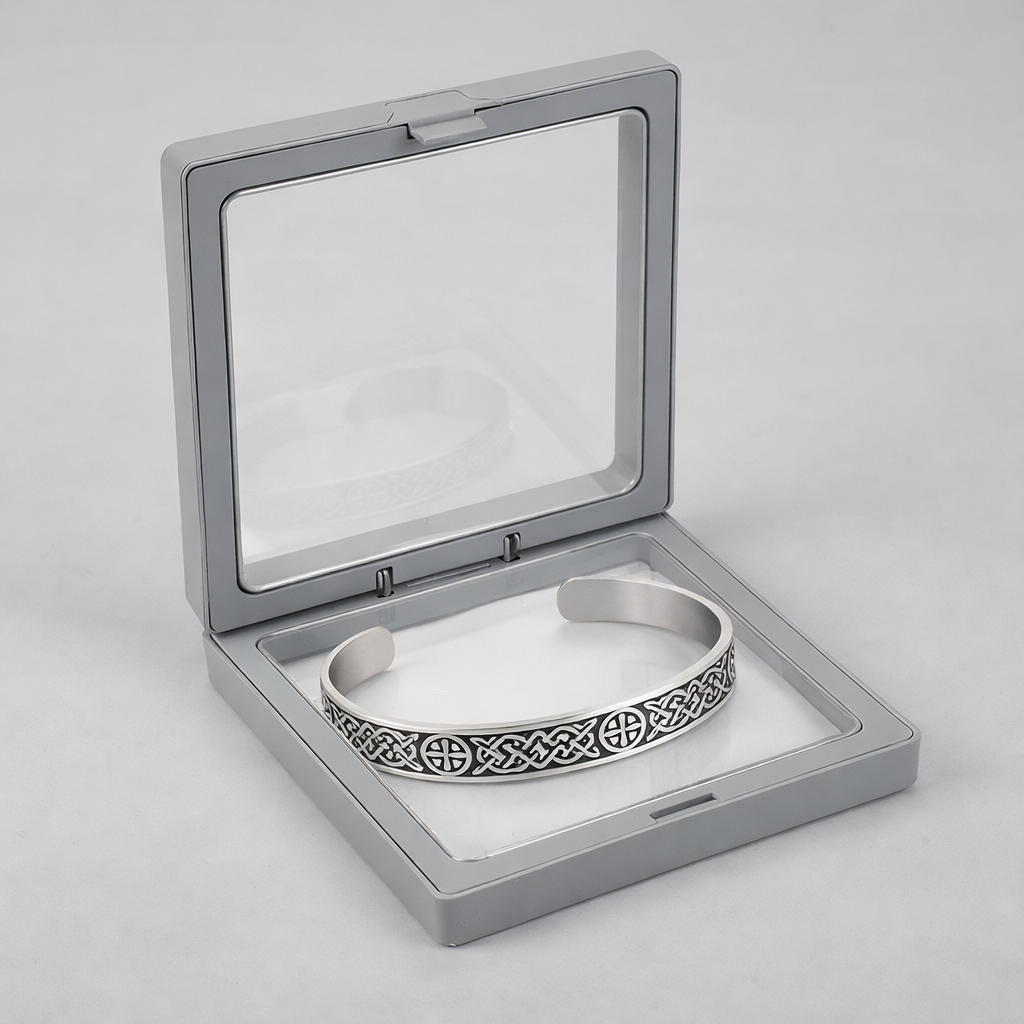 Brațară Premium din oțel inoxidabil, NODUL CELTIC, circumferință reglabilă, unisex - imagine 2