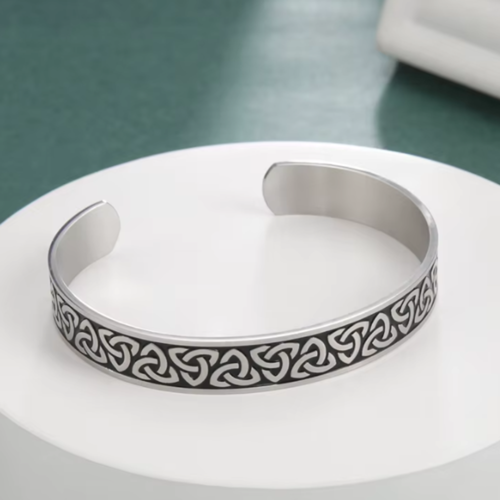 Brațară Premium din oțel inoxidabil, Nodul Celtic Continuu, circumferință reglabilă, unisex - imagine 3