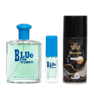 SET CADOU femei Blue For Women – Apă de Parfum 100 ml + Mini Parfum 15 ml & Antiperspirant Mozaic Gold 48h, HANNAH"S SECRET®