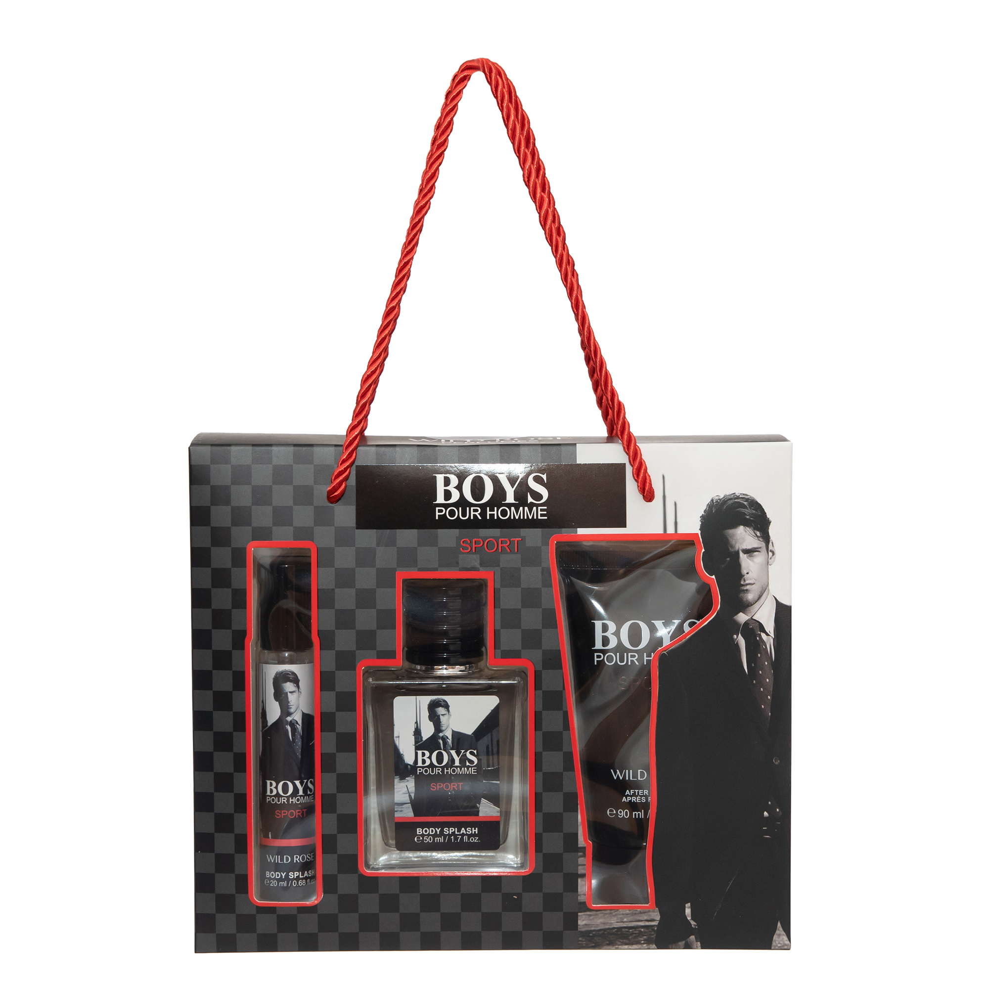 Set cadou bărbați Boys Pour Homme Sport Body Splash & After Shave, stil masculin sportiv, 20 ml + 50 ml + 90 ml, WILDE ROSE® - imagine 3