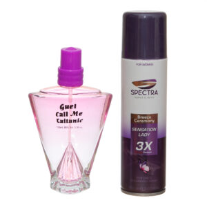 Set cadou damă Guel Call Me & Spectra Sensation Lady – Parfum EDT 100 ml + Deodorant Spray 150 ml