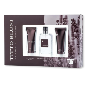 Set cadou bărbătesc TITTO BLUNI® Essenza di Toscana – EDT 75 ml + After Shave Balm 75 ml + Shower Gel 75 ml
