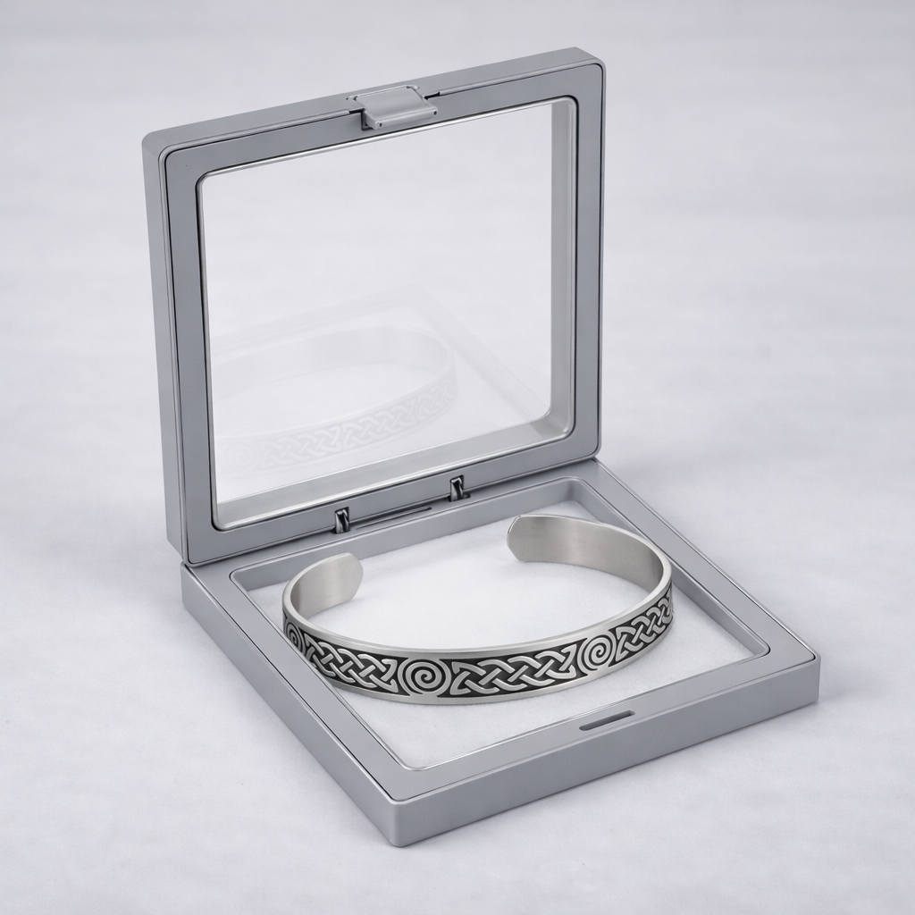 Brățară Premium din oțel inoxidabil, Nodul celtic & Spirala vieții, reglabilă, unisex - imagine 2
