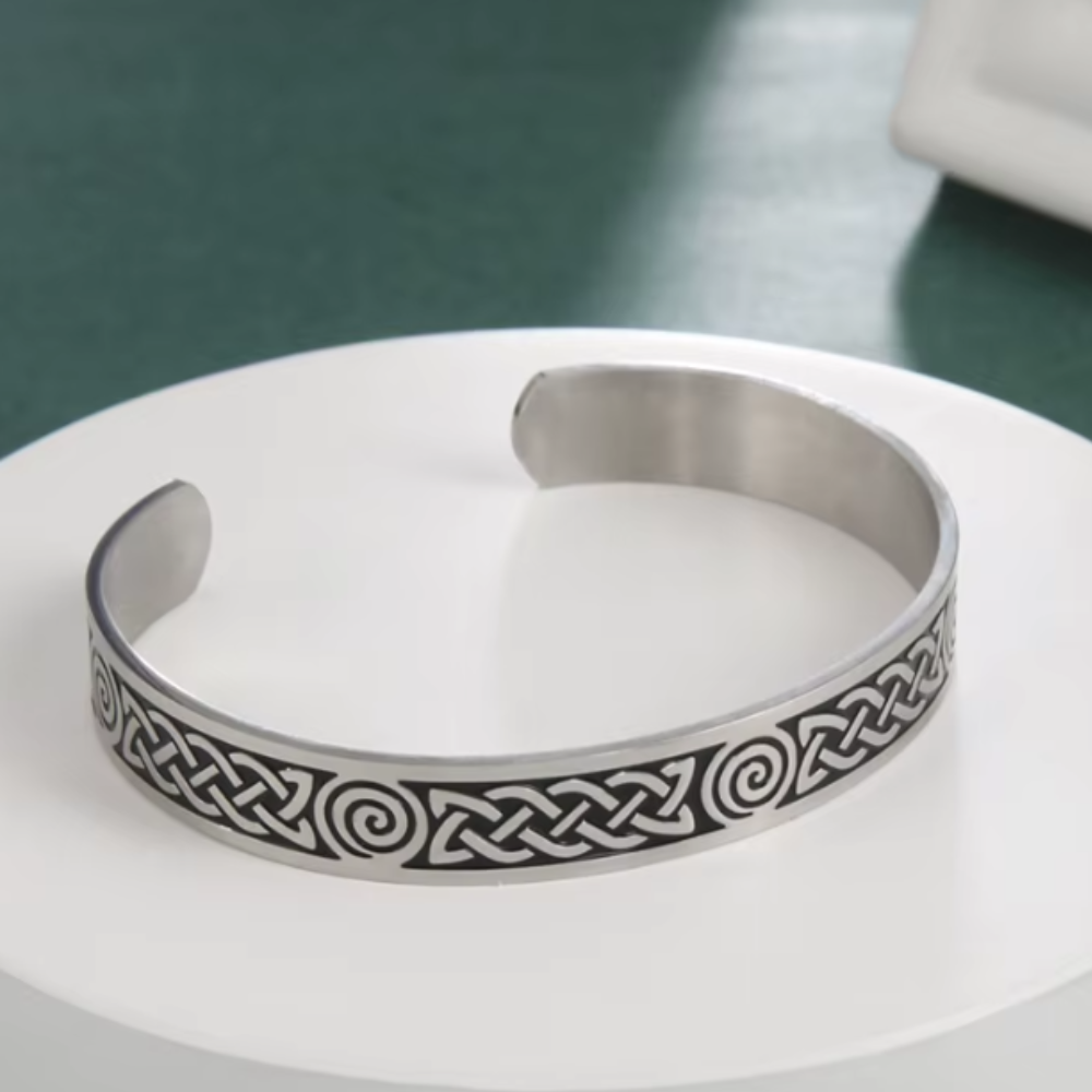 Brățară Premium din oțel inoxidabil, Nodul celtic & Spirala vieții, reglabilă, unisex - imagine 3