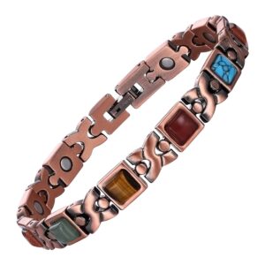 Brățară Terapeutică XTERRA® din Cupru Electrolitic 99,99% Pur cu pietre decorative și 12 Magneți din Neodim | Model VS3362