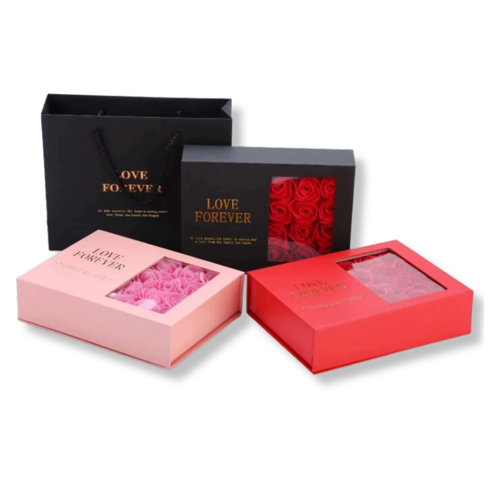 Set cadou „Perla Destinului” – Colier cu perlă naturală din scoică de apă dulce & Trandafiri din săpun, culoare roz - imagine 10