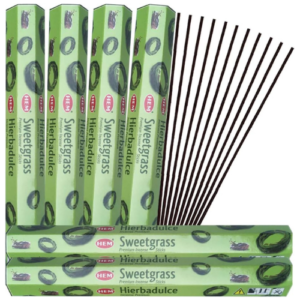Set 6 pachete bețișoare parfumate HEM® Sweetgrass, Iarbă dulce, 120 buc