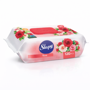 Șervețele umede Sleepy® Rose, 120 bucăți – curățare delicată și parfum floral de trandafir