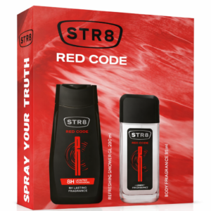 Set cadou bărbați STR8® Red Code – Shower Gel 250 ml & Body Fragrance 85 ml