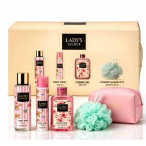 Set cadou femei Lady’s Secret Pink Flowers – Body Mist 100 ml, Body Spray 150 ml, Shower Gel 250 ml & Burete baie