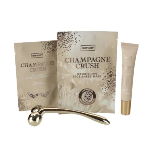 Set cadou femei SENCE® Champagne Crush – mască față, mască ochi, serum & roller facial