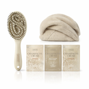 Set cadou femei SENCE® Champagne Crush – perie păr, mască păr & prosop microfibră