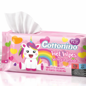 Șervețele umede pentru copii Cottonino Unicorn Blue, 72 buc