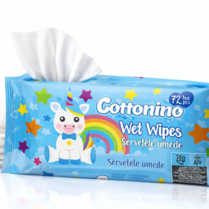 Șervețele umede pentru copii Cottonino Unicorn Blue, 72 buc