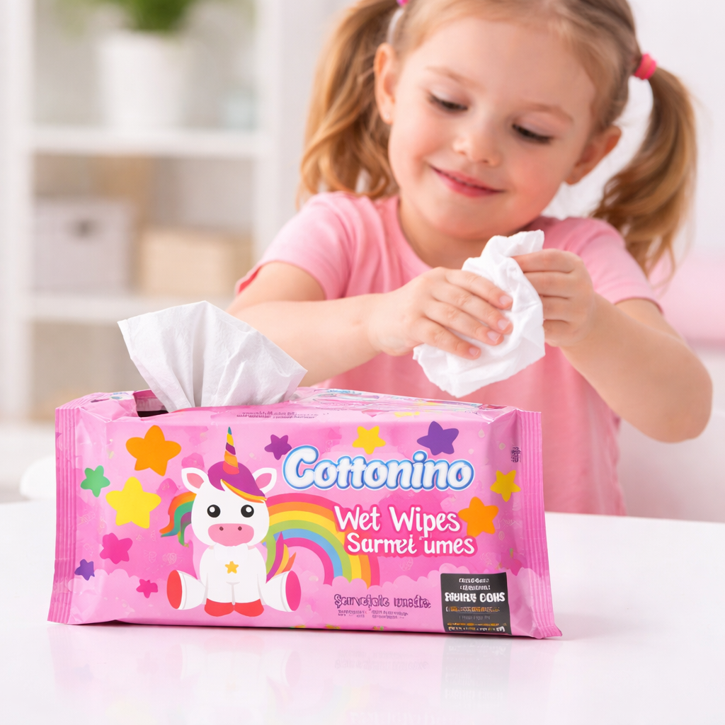 Șervețele umede pentru copii Cottonino Unicorn Blue, 72 buc - imagine 2