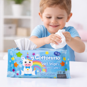 Alternative view of Șervețele umede pentru copii Cottonino Unicorn Blue, 72 buc
