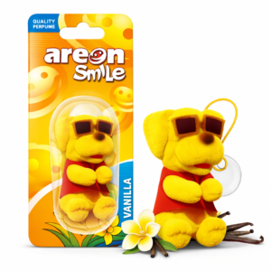 Odorizant auto Areon Smile® Vanilie, cățeluș galben din pluș parfumat