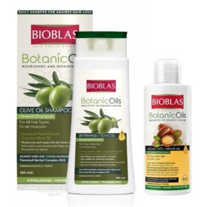 Șampon cu ulei de măsline Bioblas BotanicOils, 360 ml + Șampon cu ulei de argan cadou, 150 ml