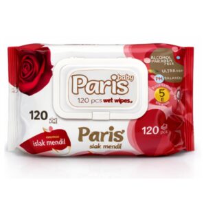 Șervețele umede Paris Baby®, 120 bucăți – ultra soft, pH balanced, fără alcool și parabeni, aromă de trandafiri