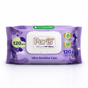 Șervețele umede Paris Baby® Ultra Sensitive Care, 120 bucăți – ultra soft, fără alcool și parabeni