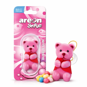 Odorizant auto Areon Smile® Bubble Gum, ursuleț roz din pluș parfumat