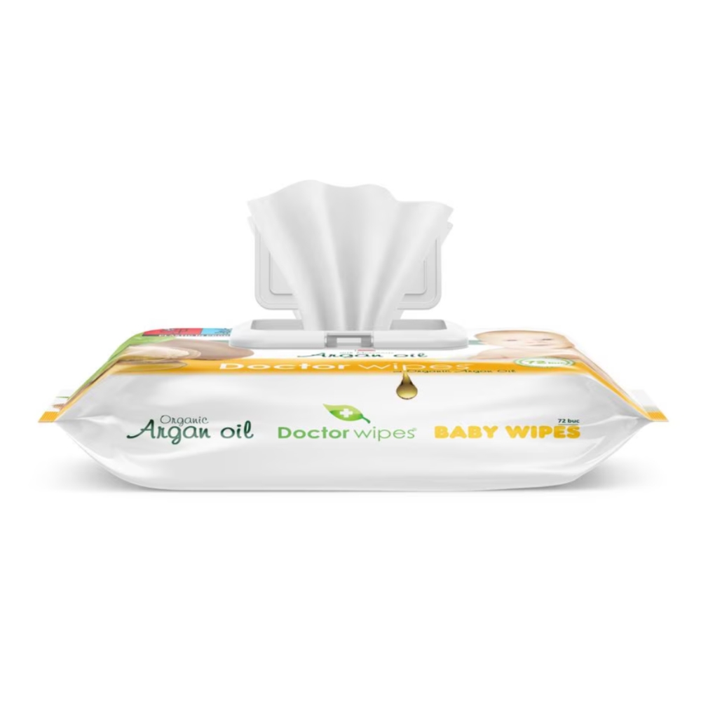 Șervețele umede Doctor Wipe’s® Argan Oil, 72 bucăți – hidratare intensă și îngrijire delicată pentru pielea sensibilă - imagine 2