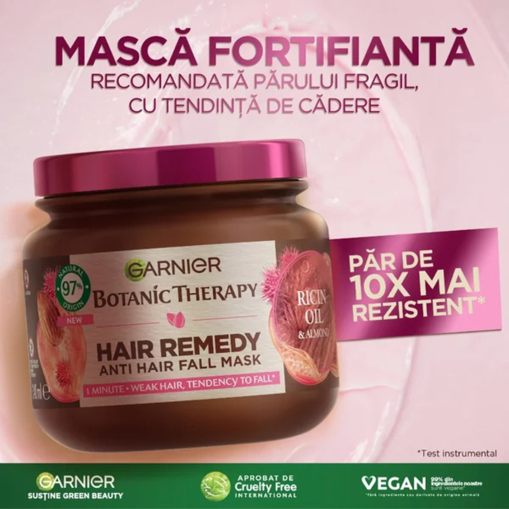 Mască de păr fortifiantă Garnier Botanic Therapy®, Ricin & Ulei de Migdale, Anti-cădere, 340 ml - imagine 2