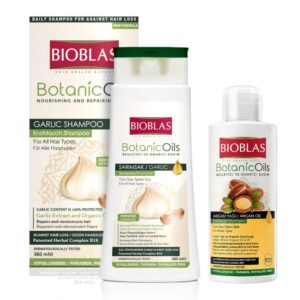 Șampon cu usturoi Bioblas BotanicOils, 360 ml + Șampon cu ulei de argan cadou, 150 ml