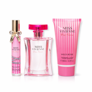 Set cadou femei Miss Vivienne, EDT 100 ml + Body Lotion 90 ml + Body Splash 20 ml, WILD ROSE®